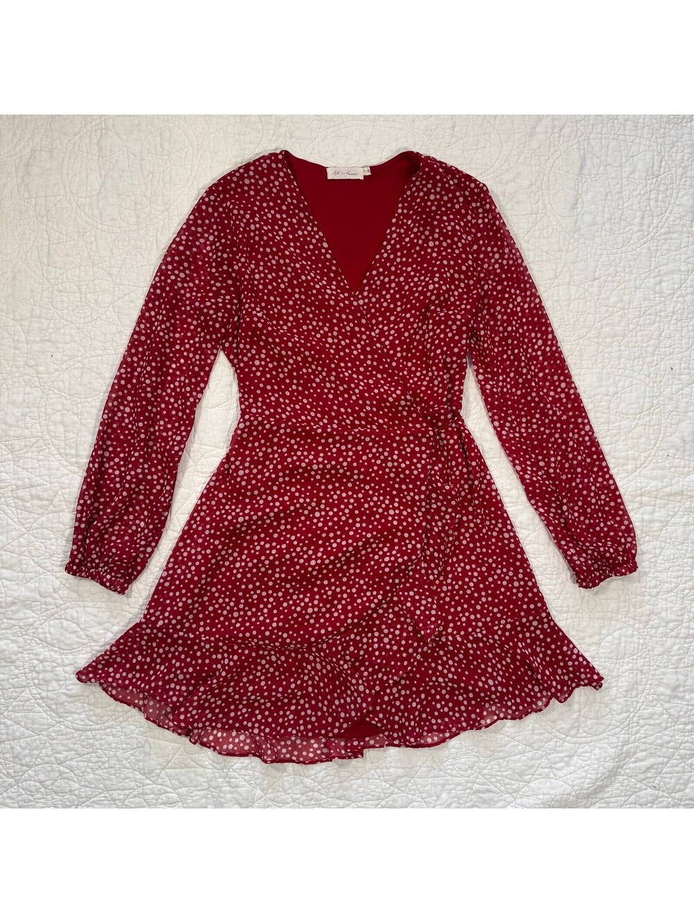 All In Favor Red and White Polka Dot Mini Rap Dress Size small - Picture 1 of 5